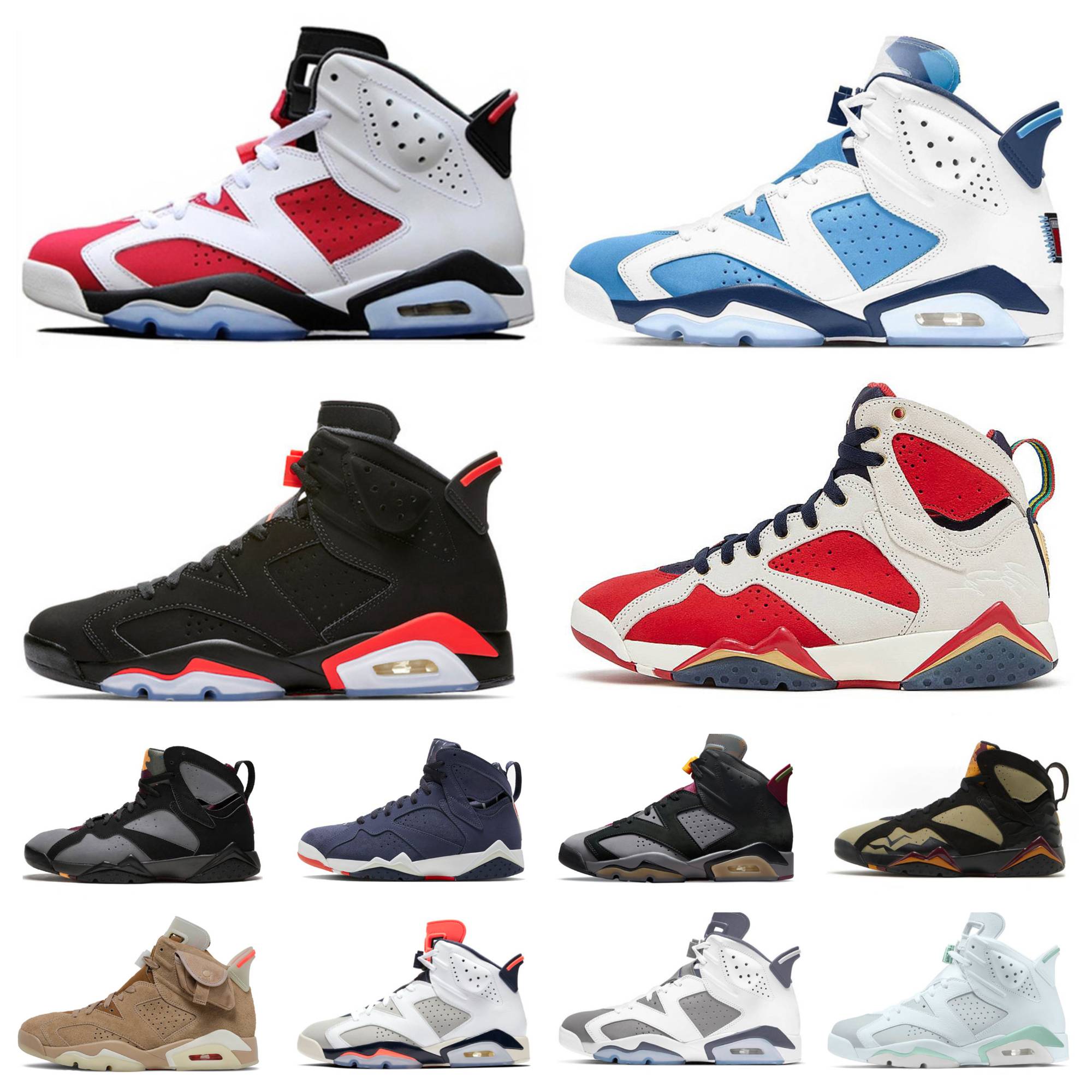 

JUMPMAN 6 6s Mens Basketball Shoes Men Black Infrared Metallic Silver Midnight Navy British Khaki Electric Green Georgetown 7 Retro Cardinal Citrus Olive Sneakers, Shoes lace