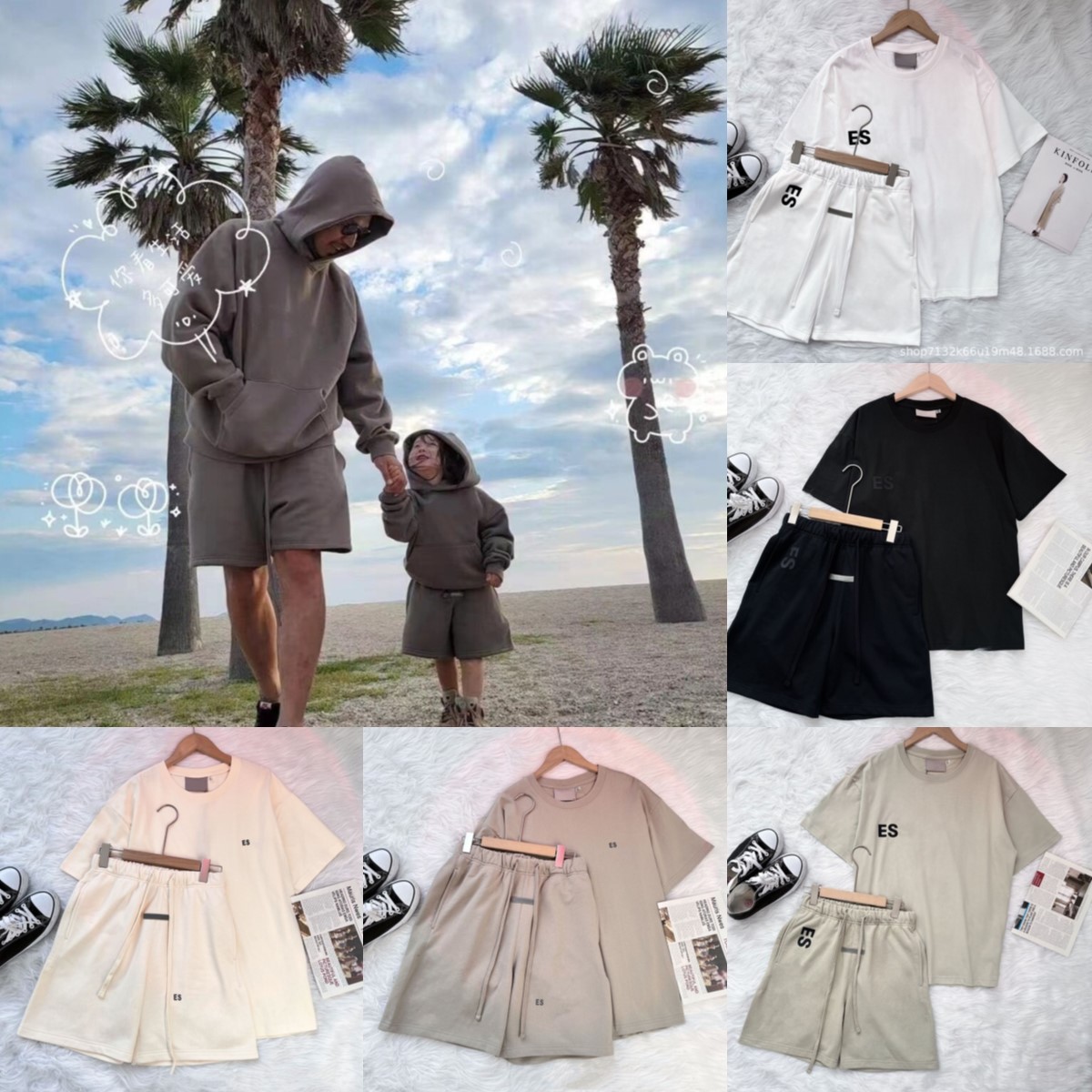 

ESS Sets Kids mens womens Family Matching Outfits Parenting Clothing Baby Boys Girls Clothes Designer Summer Tshirts And Shorts Tracksuit Children you