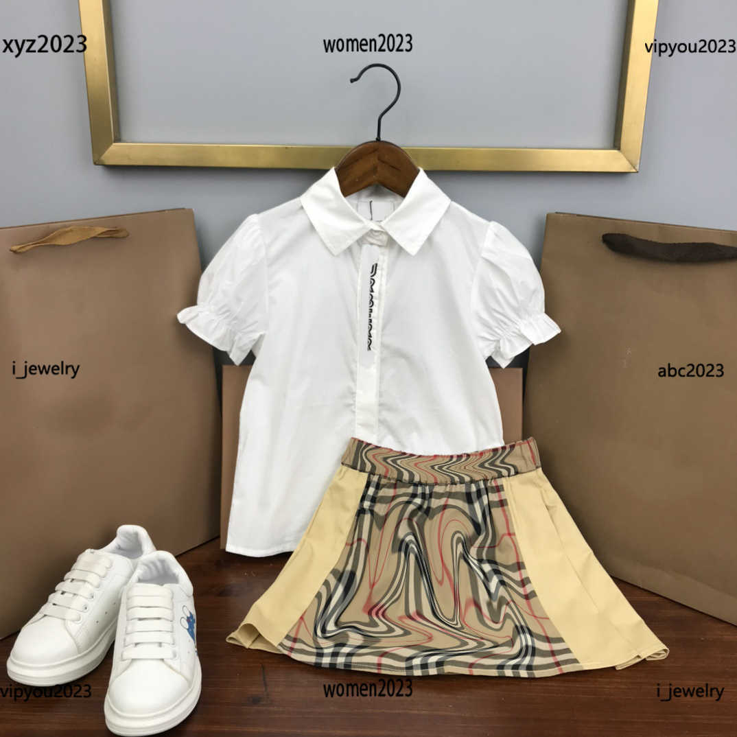 

luxury Tracksuits Girl skirt set KIds Clothes Child Sets Baby 2pcs Single breasted polo and cross striped skirt #Multiple product, #1