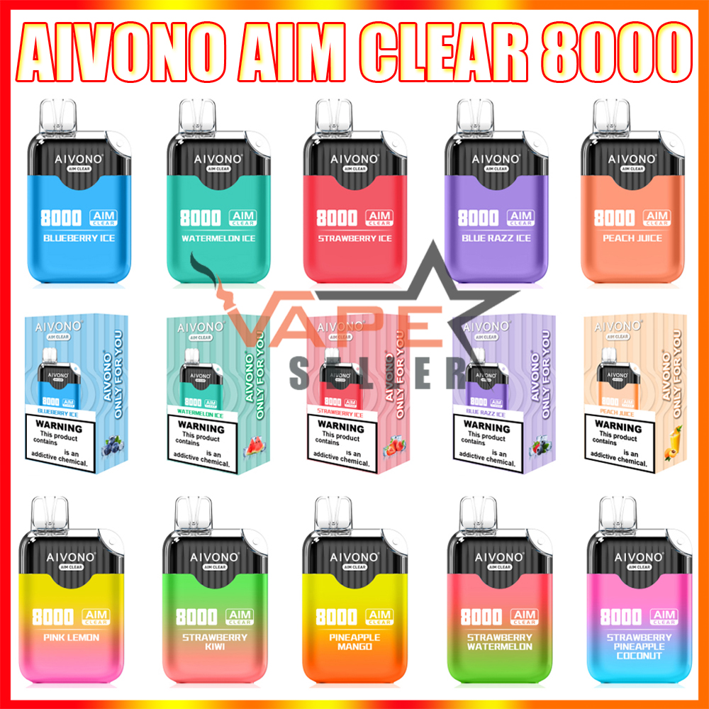 

Original AIVONO AIM CLEAR Aroma King 8000 Disposable Pod Device Box E Cigarette With 18ml Pod 650mAh Rechargeable Battery Mesh Coil Big Puff ESCO BARS Vape Pen