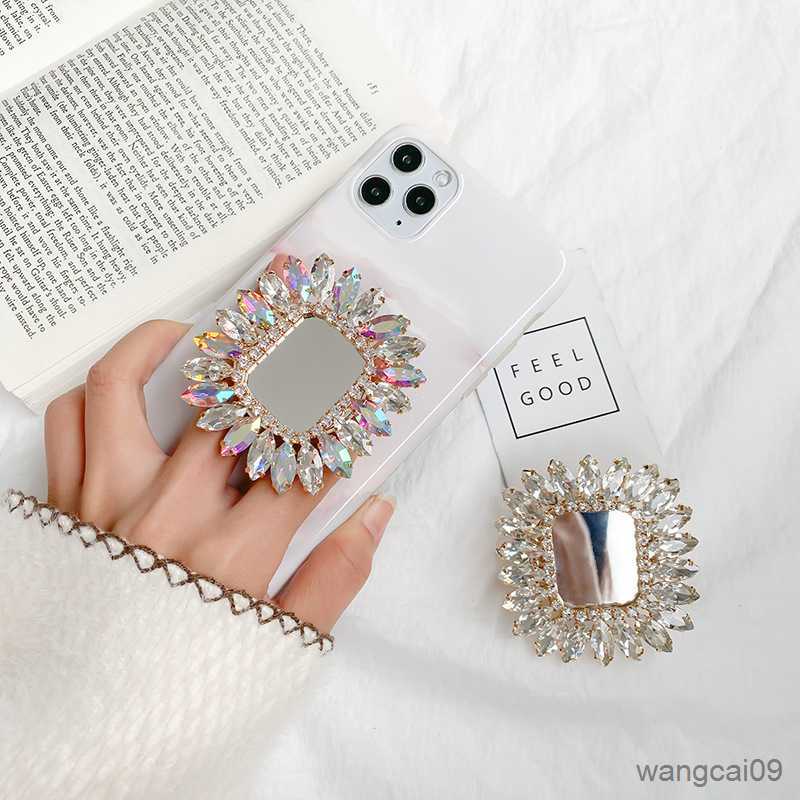 

Cell Phone Mounts Holders Luxury Shiny Square Mobile Phone Holder Mobile Phone Accessories Ring Holder For Mobile Phone Grip R230605