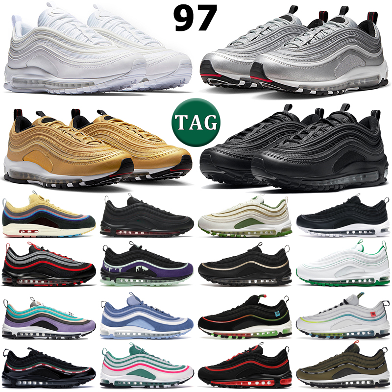 

97 running shoes men women 97s Triple Black White Golden Silver Bullet Sean Wotherspoon University Red Sail Treeline Militia Green mens trainers sports sneakers