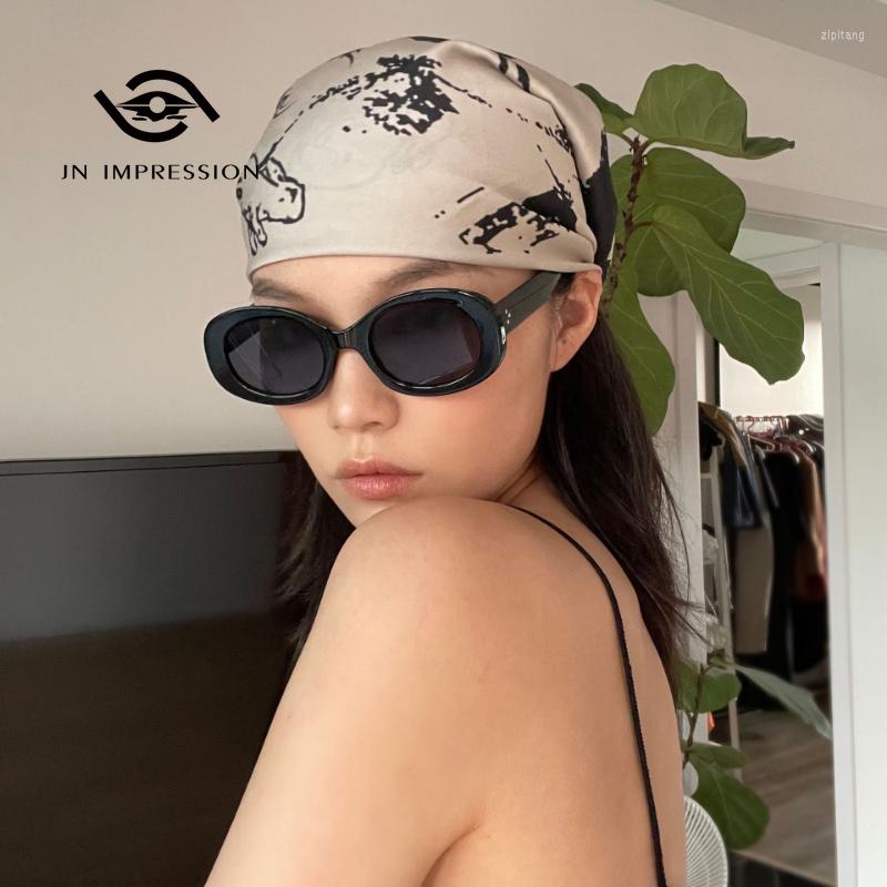 

Sunglasses JN IMPRESSION Fashion Retro Small Oval Frame Macaron Pattern Tendy Women Men Vintage