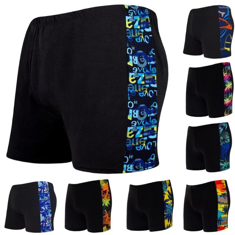 

Men's Swimwear Breathable Men Swimming Trunks Contrast Color Mid Waist Shorts, Yellow