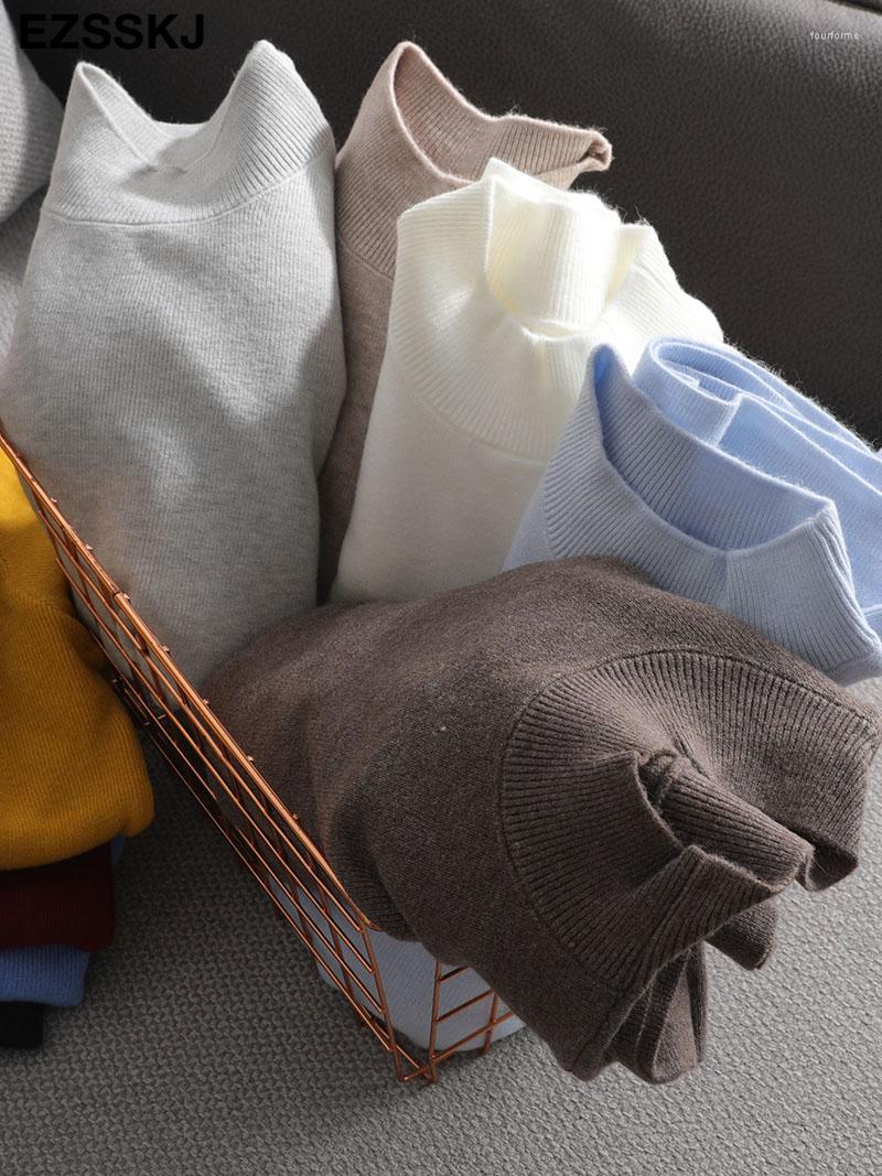 

Women's Sweaters Basic Turtleneck Slim Sweater Pullover Women Autumn Winter Casual Long Sleeve For Female Chic Jumpers Top, Highneck darkgreen