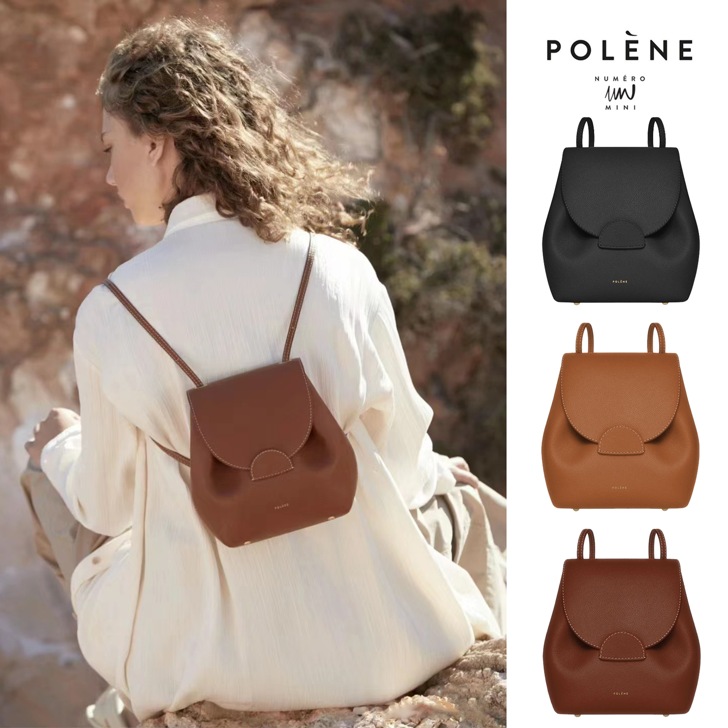 

Genuine Leather Designer sac Polene numero mini backpack bag Luxurys tote handbag Womens mochila rucksack back pack School Bag Cross body bookbag snapshot mens bags, Grey