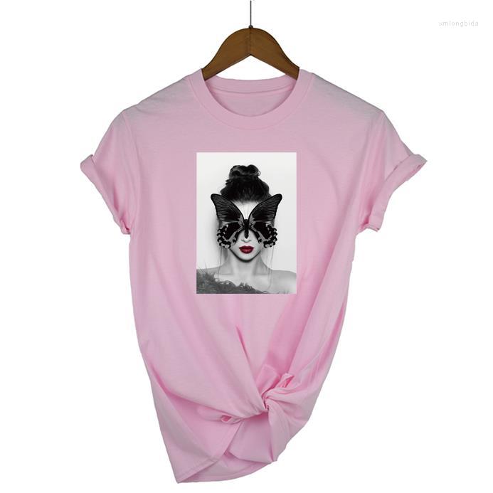 

Women' T Shirts Fashion Lovely Personality Woman Nordic Vintage Art Shirt Women Punk Harajuku Short Sleeve Cotton Funny Streetwear Clothes, Wine red-c