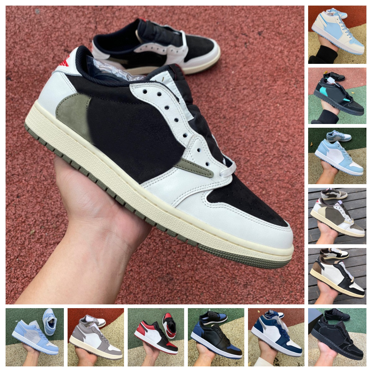 

Jumpman 1 Low Men Basketball ShOes Retro 1s Travis Reverse Mocha Olive Fragment White Camo UNC Wolf Grey Pine Green Bred Toe Black Cement Mens Women Designer Sneakers, Shoes lace