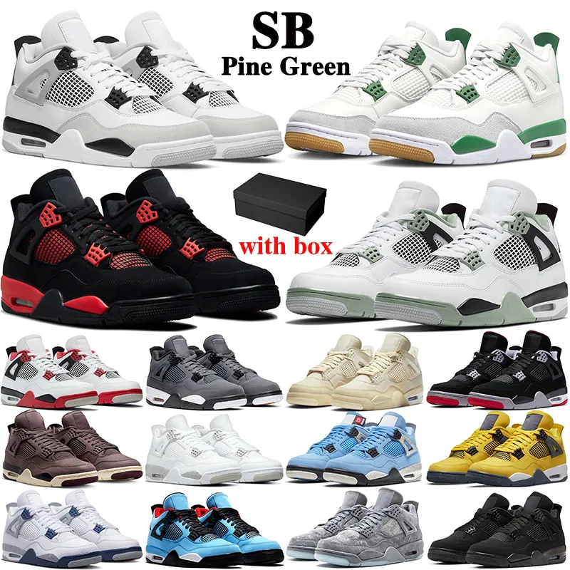 

4 Basketball Shoes Men Women 4s Midnight Navy Military Black Cat Red Cement Thunder Oil Green White Oreo Infrared Lightning Mens, Bubble bag