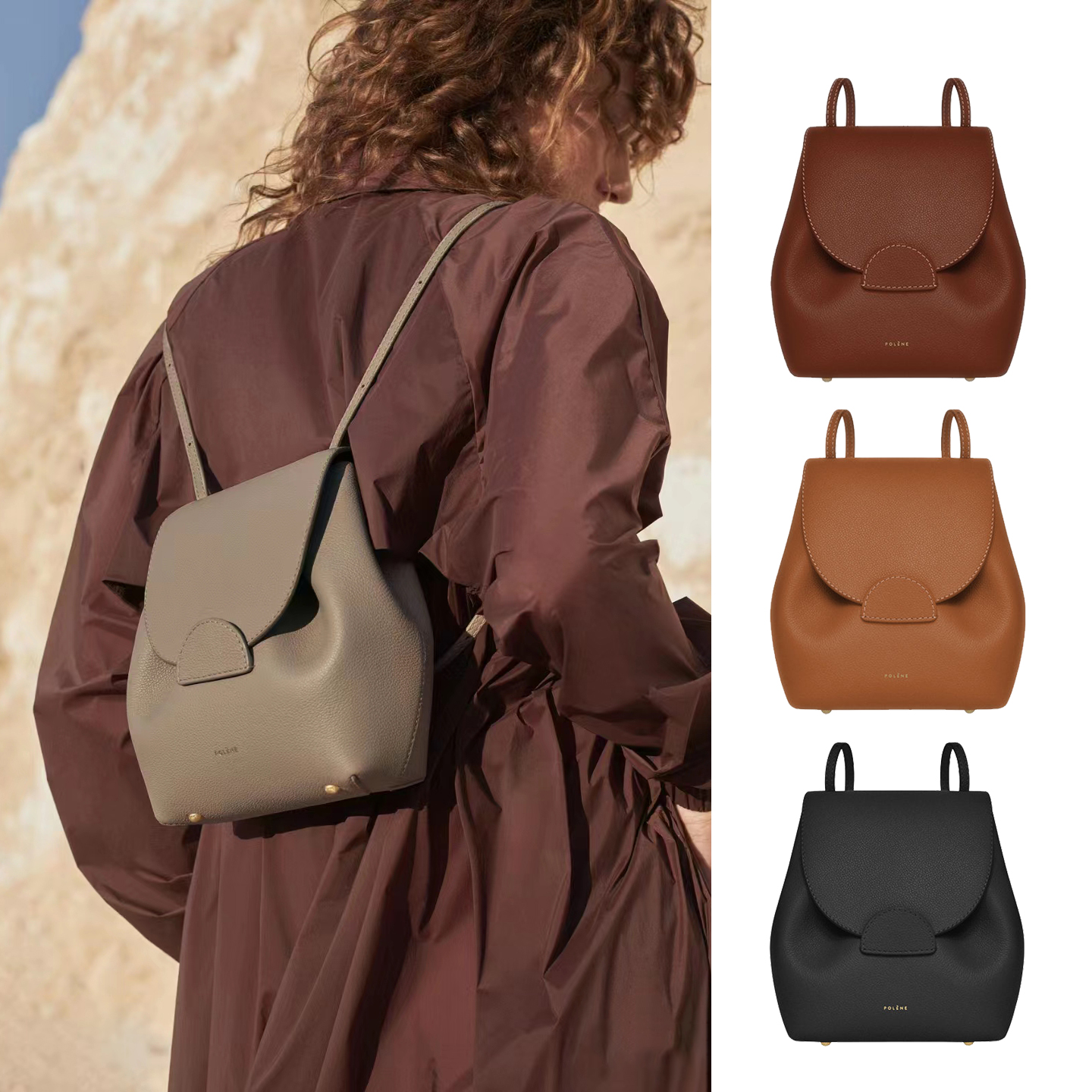 

Designer womens Genuine leather sac Polene numero bags Luxury mens fashion school bags backpack Style bookbags back packs travel city rucksack shoulder hand bag, Dark green