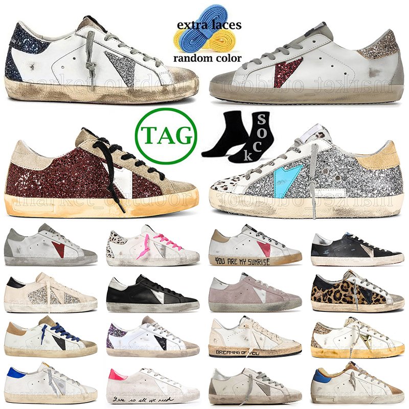 

new women golden designer casual shoes big size 12 platform dirty old super star distressed goose loafers black white pink silver metallic stars luxury sneakers, Sherpa blue beige