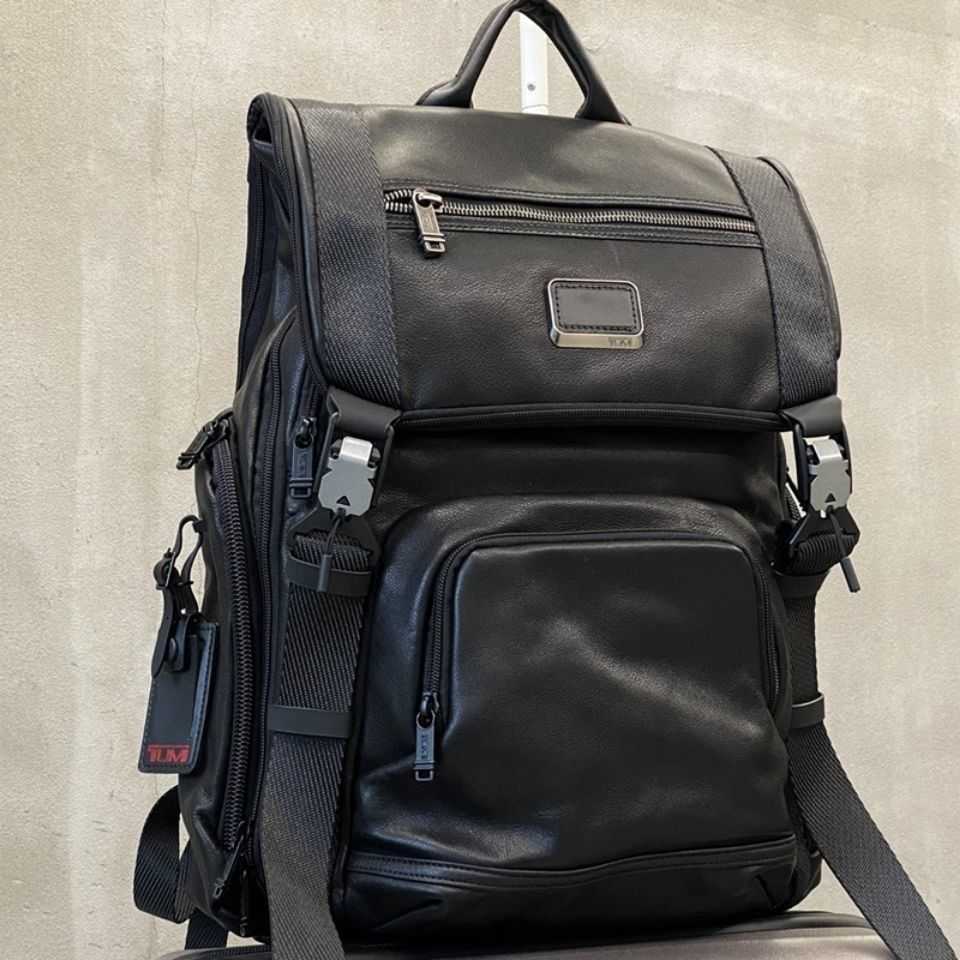 

designer bag TUMI/Tuming Alpha3 large capacity men's black business leather Brief computer backpack travel, Black full skin