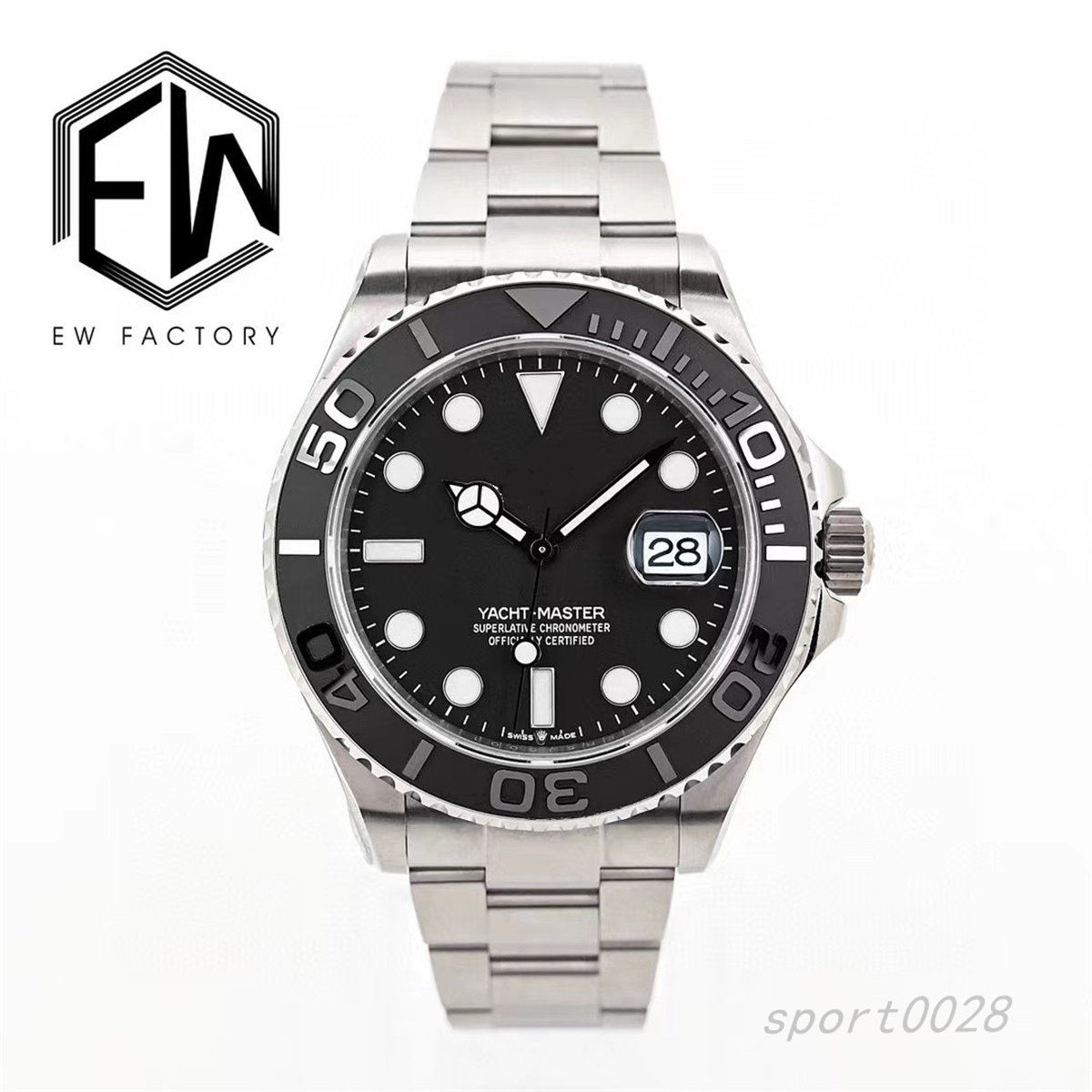 

EW 2023New watches Mingshi type custom 3235 movement diameter 42mm ultra long 72 hours kinetic energy titanium metal case strap weight 100g Swiss ice blue luminous, As shown