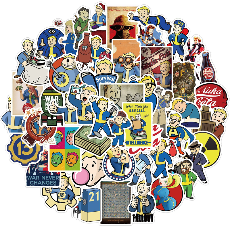 

50Pcs fallout stickers hot game Graffiti Kids Toy Skateboard car Motorcycle Bicycle Sticker Decals Wholesale, Multi colors