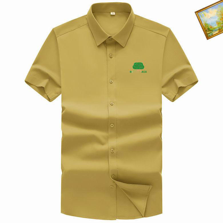 

Luxury Designer Mens Casual Shirt Mens Classic Mix and Match Checker Print Fashion Brand Spring Summer Polo Neck Short Sleeve Embroidered Business Shirt Bciaga, Indianred