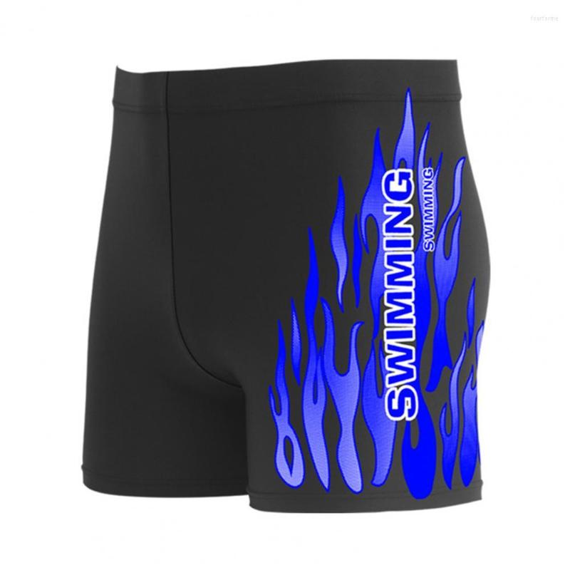 

Men's Swimwear Men Swimming Trunks Stylish Breathable Mid-rise Male Flame Print Pool Beach Shorts Bathing, Blue