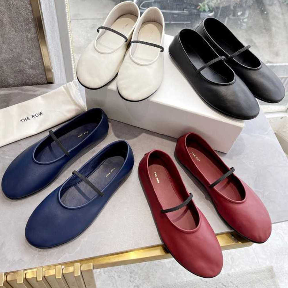 

Flat Shoes Leather Shoes The Row Classic Small French Ballet Flat Shoes Round Head Soft Leather Shallow Mouth Mary Jane Single Shoes, Red