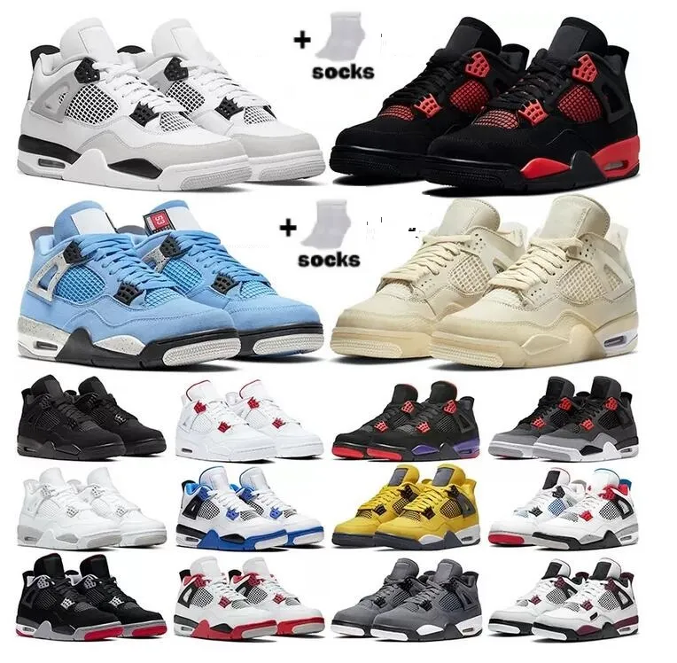 

New Fashion Bred 4 4s Big kids shoes Jumpman Ma Maniere Photon Dust Red Cement Sail White Oreo Black Cat University Blue Midnight Navy Milit, 10
