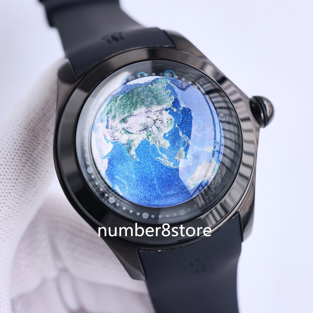 

Bubble Clown L390/03256 Automatic Mens Watch Black Stainless Steel Blue Dial Ssapphire Crystal Oversize Watches Luxury Wristwatch 5 Colors 2023 New Model