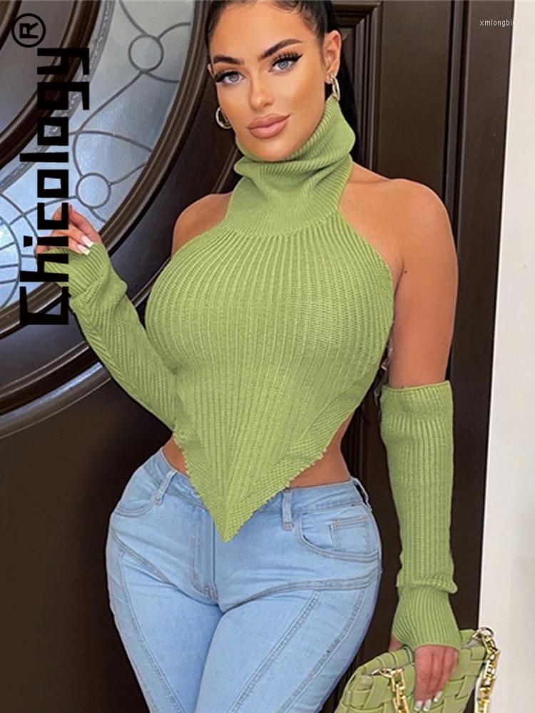 

Women' T Shirts Chicology Sexy Knitting Sleeveless Slim Crop Top With Gloves Party Club Streetwear Fall Winter 2023 Women Clothes Wholesale, Black