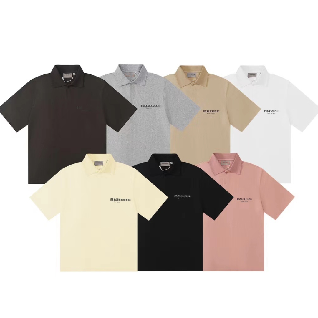 

Polo Shirt 2023 TOP VERSION ESS Reflective Letter Shirts 280G Weight Cotton Blend Fabric Oversized -2XL Mans Summer Fashion Polo WHOLESALE PRICE, No.1 chest letters & back no letter
