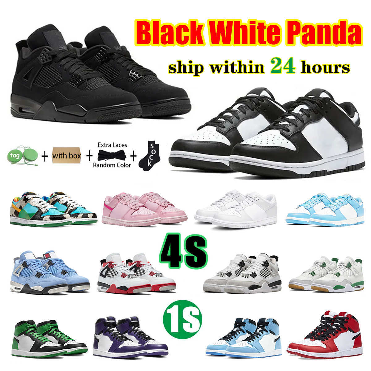 

Panda 4s Basketball Shoes Jumpman 1s designer shoes sneakers womens trainers mens White Black Cat Argon Medium Olive Unc Chicago Lost And Found dhgate NEW, 33
