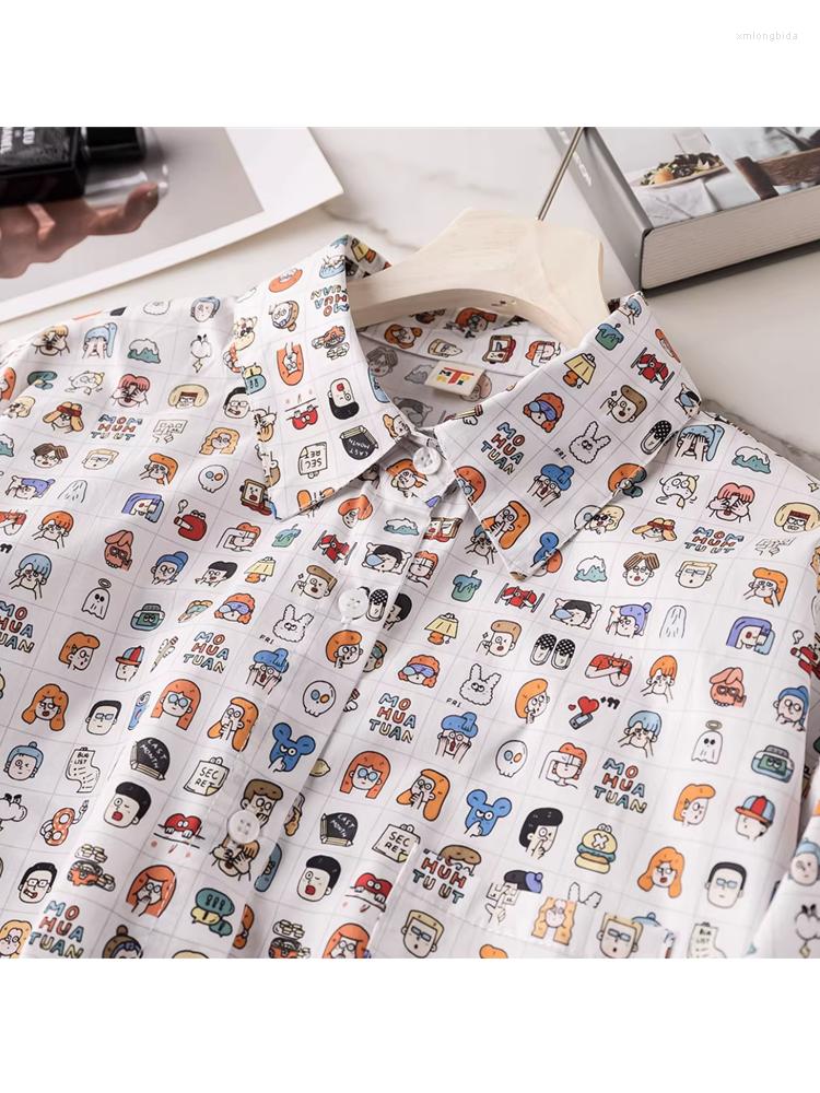 

Women's Blouses Lamtrip Unique Full Cartoon Link Game Heads Face Print Kawaii Japanese Style Short Sleeve Hopping Shirt Women Top 2023, Beige