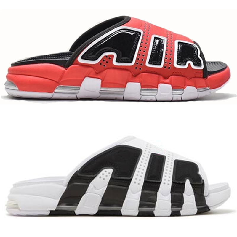 

More Uptempos Slides Men Women Slippers Black White Red Sports Slipper Pippen Sandle mens designer sandals eur 36-46, Item #2