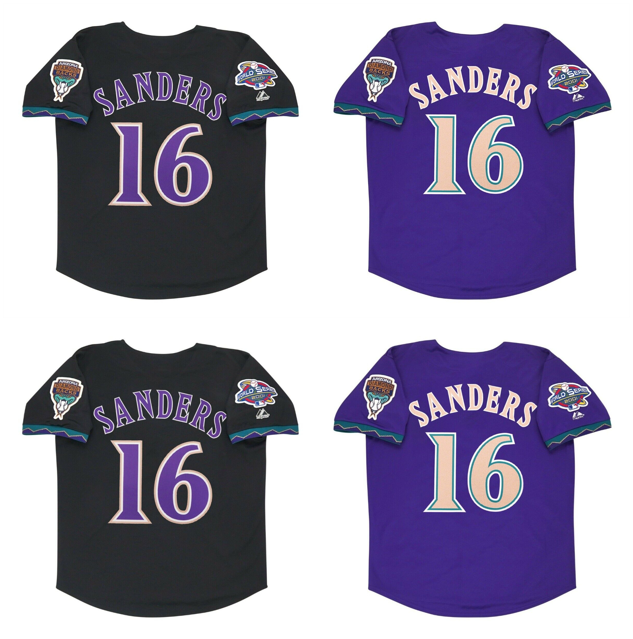 

Diamondbacks Reggie Sanders Jersey Arizona Baseball Jerseys 20001 World Series Purple Black Size -XXXXL, As pic