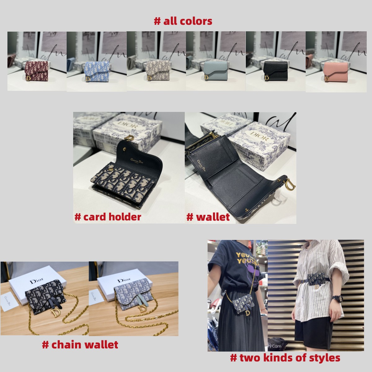 Dupe Dior sac à main nouveaux sacs à la mode porte-cartes en cuir de créateur avec boîte-cadeau 10.5*6*3cm