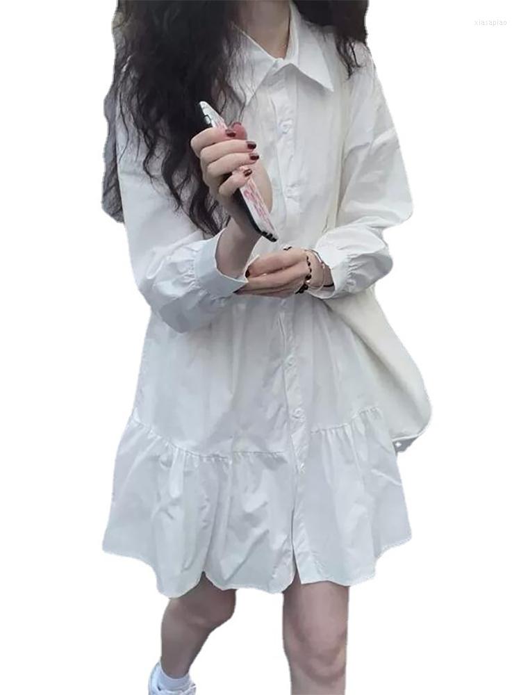 

Women' Blouses 2023 Spring Small French White Dress School Clothes Girls Long-sleeved A-line Shirt Women Blouse
