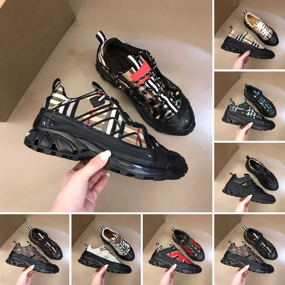 

Mens Shoes Designer Vintage Sneakers Arthur Striped burbrerys Casual Shoes Platform Trainers¡bUrBeRrIeS¡Suede Leather burberrrys Sneaker with Box, 11