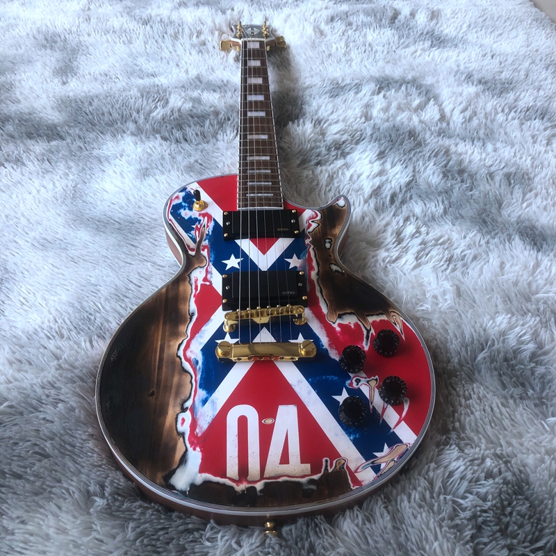 

vintage beautiful electric guitar two pickups rose wood fingerboard mahogany wood body made in china