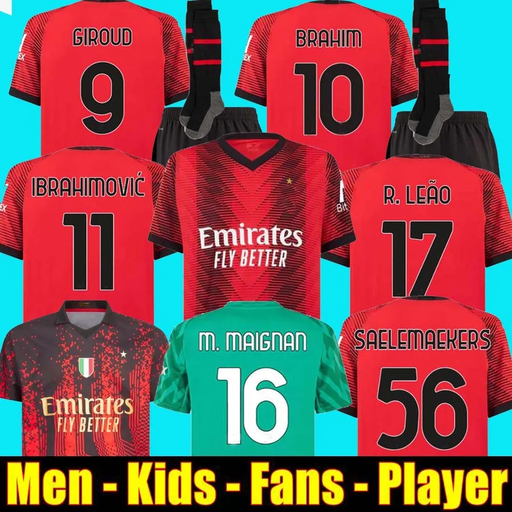 

S-4XL IBRAHIMOVIC 22 23 soccer jersey AC MILANS GIROUD DE KETELAERE R. LEAO TONALI THEO football shirt  kit sets uniform enfants, 4th adult serie a