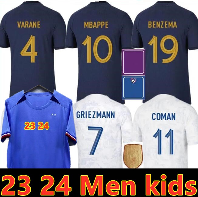 

French club Full Sets 2023 BENZEMA soccer jerseys 2023 2024 GIROUD MBAPPE GRIEZMANN SALIBA PAVARD KANTE Maillot de foot equipe Maillots kids kit women Men, S-xxl