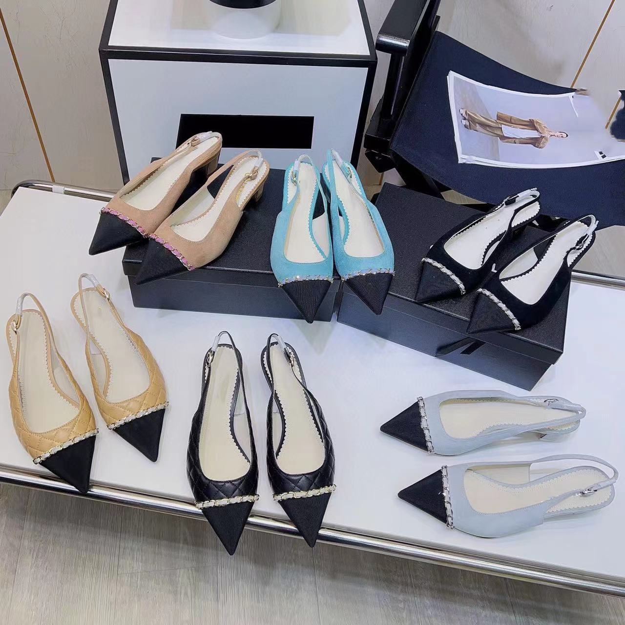 

Latest Designer Dress shoes Spring and Autumn 100% cowhide Ballet Flats Top quality Dance shoes fashion women wedding pointed shoe Classic button womens sandals