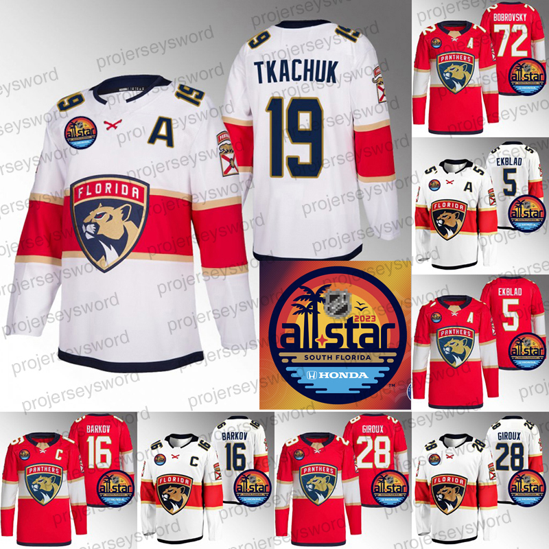 

Florida 2023 All-Star Matthew Tkachuk Panther Jersey Aleksander Barkov Patric Hornqvist Aaron Ekblad Brandon Montour Sergei Bobrovsky Spencer Knight Marc Staal, Youth red with patch s-xl
