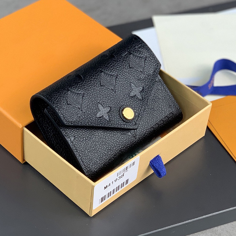 

leather Designer Wallet Short Purse designer Victorine Wallet Embossed Empreinte Card Holder Zippy Coin Purse With box