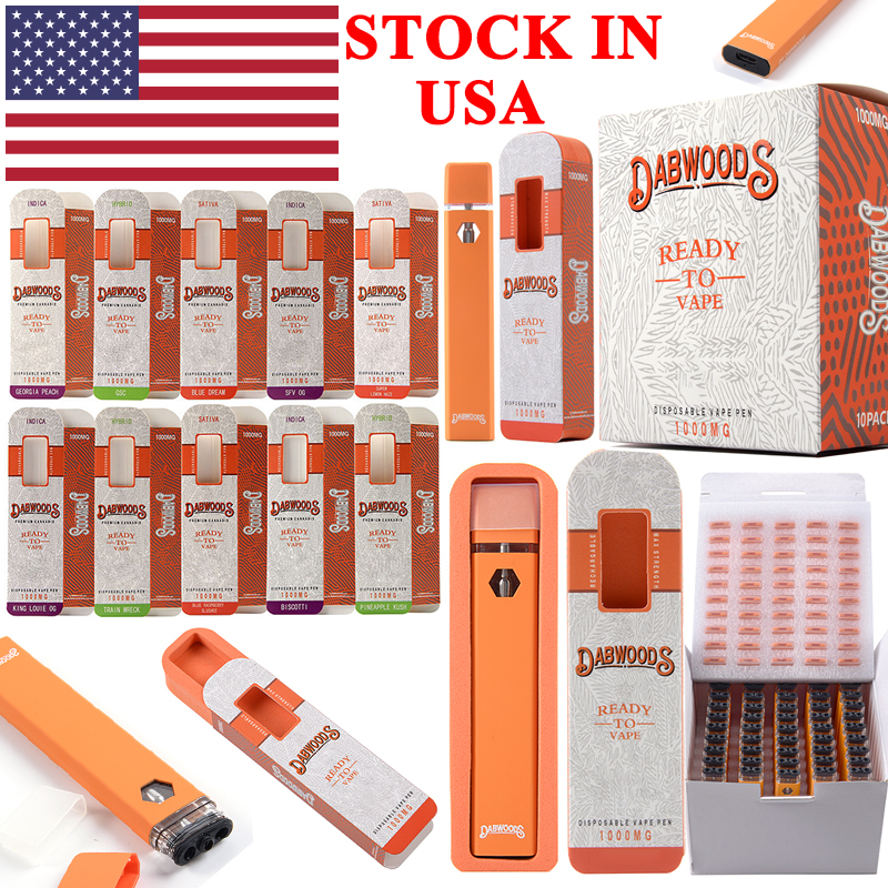 

USA STOCK Fast Ship Warehouse Dabwoods Disposable E cigarettes Disposable Vape Pens 1ml Rechargeable 280mAh For E Cig Starter Kits Empty Thick Oil Carts 10 Flavors