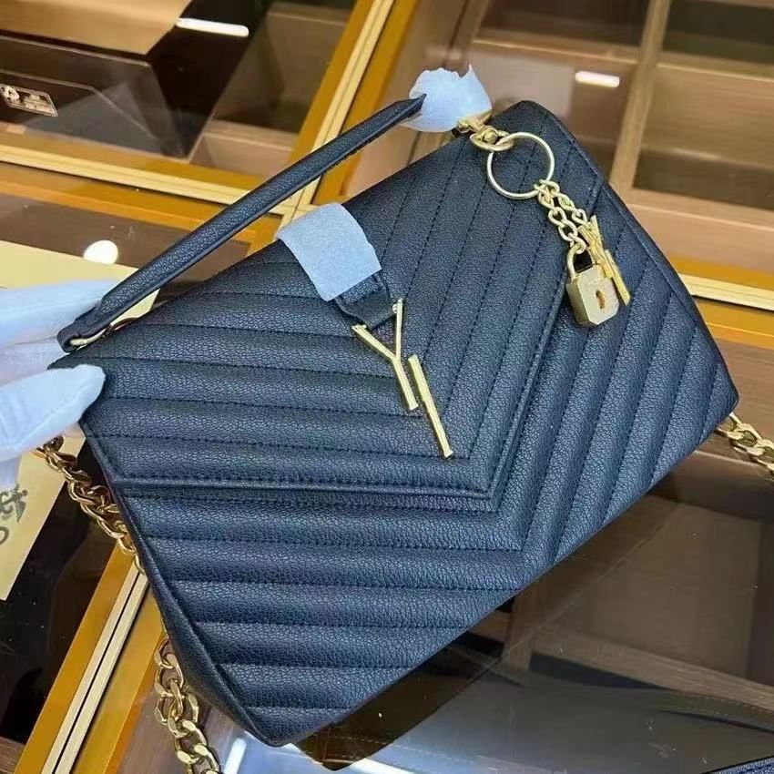 

Designers bags women fashion Shoulder bag yslity gold silver chain bag leather handbags Lady Y type quilted lattice chains flap luxurious handbag for female 4 colors, 10