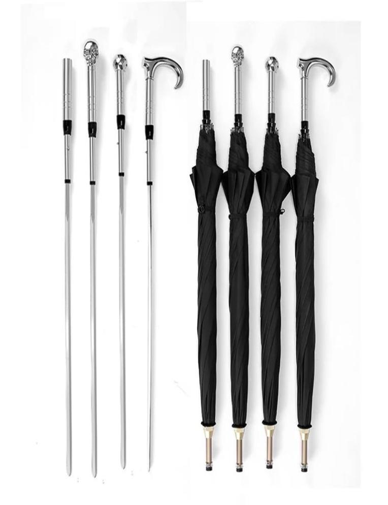 

Fashion Black Long Handle Umbrellas Men Automatic Windproof Umbrella Business Sword Warrior Selfdefense Creative Sunny and Rainy 3996066