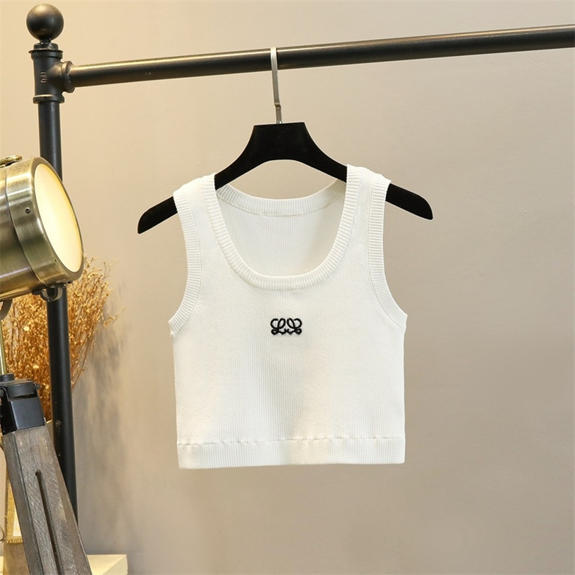 

Women Crop Top Tanks Knits Tops Designer Anagram-embroidered Cotton-blend Shorts Skirts Yoga Suit Two Piece Dress Bra Vest Ladies Solid Vintage T Shirt Femme