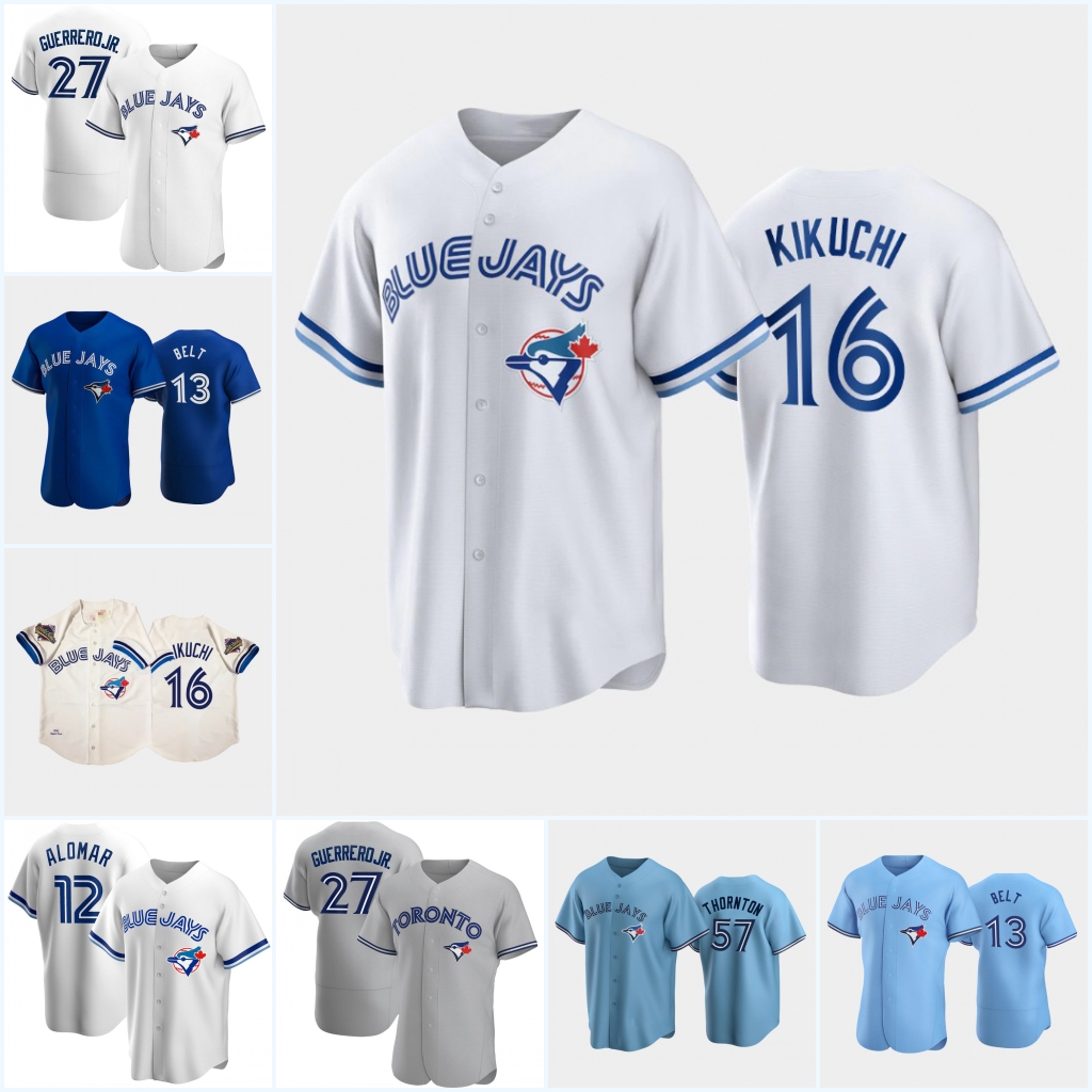 

#16 Yusei Kikuchi Jerseys 27 Vladimir Guerrero Jr. Blue Jays 11 Bo Bichette 4 George Springer 8 Cavan Biggio 24 Nate Pearson Kevin Gausman Alejandro Kirk Varsho Toronto, Blue1 men cool base
