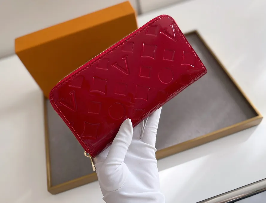 

patent leather zippy wallet women designer zipper long wallet card holder with original box