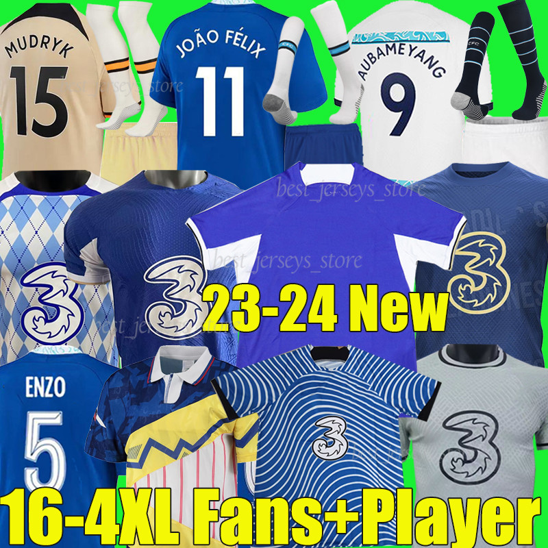 

4XL 23/24 CFC AUBA Soccer Jerseys New Retro Collection Enzo Mudryk Joao Felix STERLING Cucurella KOULIBALY PULISIC MOUNT KANTE football shirt men kids Kits sock sets, 23-24 new