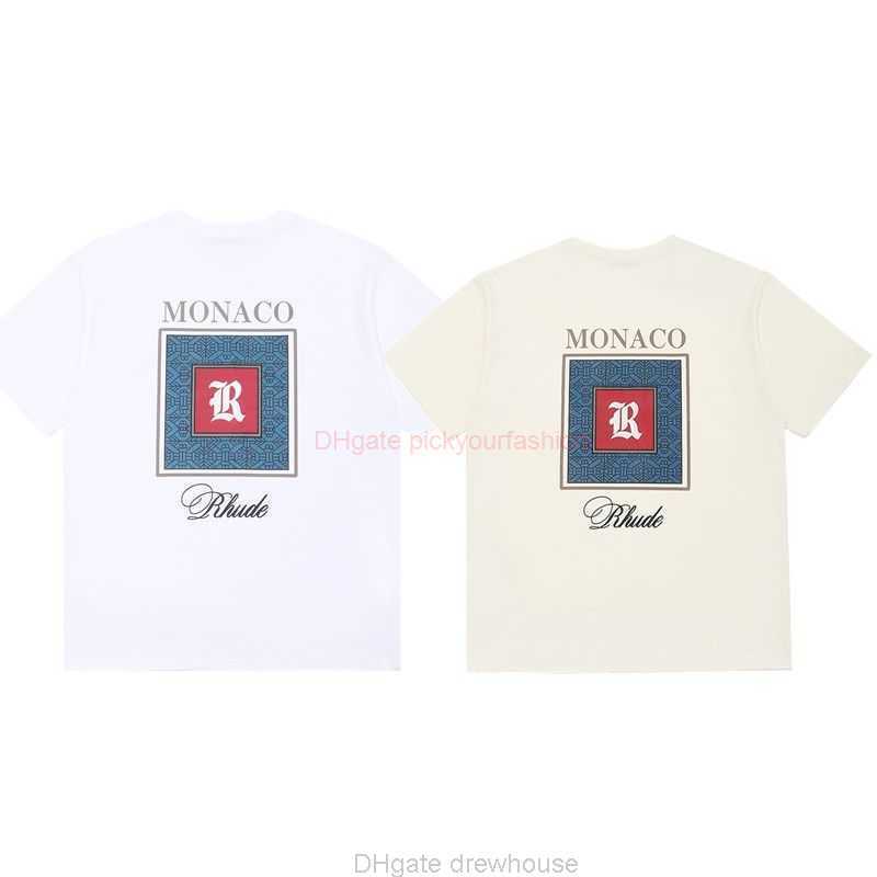 

Designer Fashion Clothing Tees Tshirt High Street Rhude Summer Print Youth Loose Casual Round Neck Short Sleeve Tshirt Cotton Streetwear Tops Casual Sportswear Roc, White