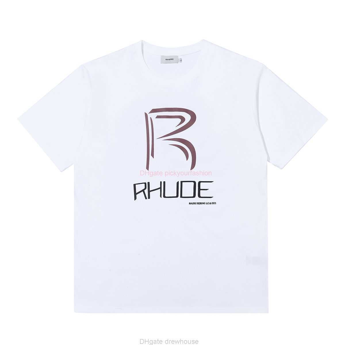 

Designer Fashion Clothing Tees Tshirt Rhude Fashion Brand High Street Flag Letter Printing Unisex Youth Loose Cotton Round Neck Short Sleeve Tshirt Cotton Streetwe, White
