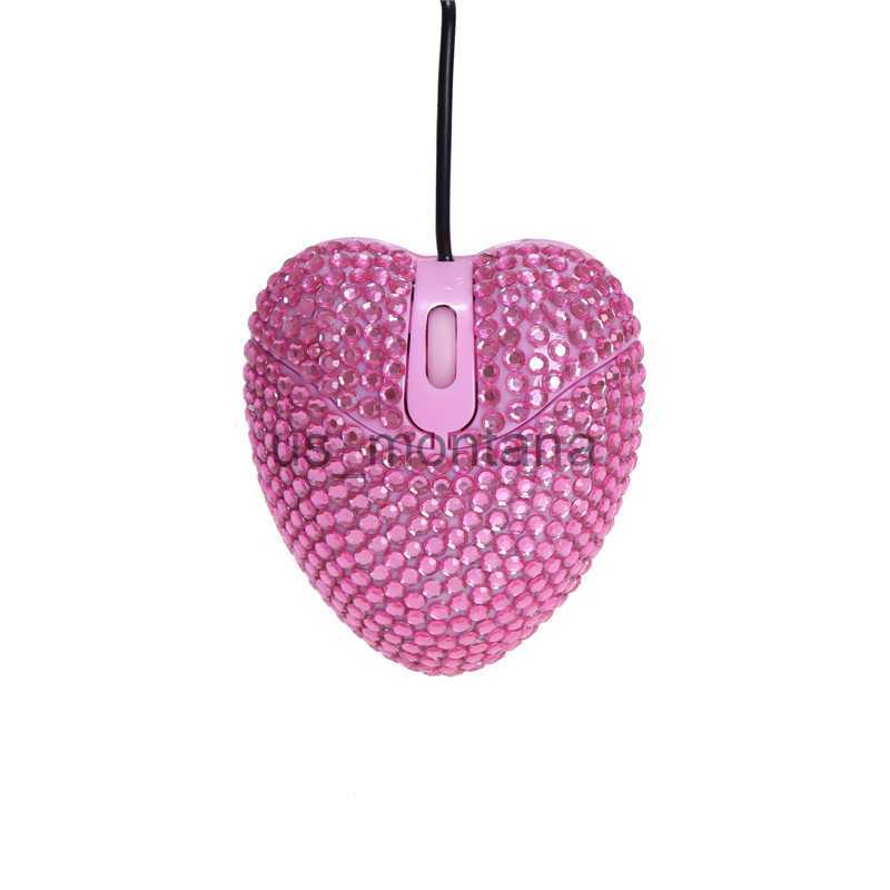 Mice Wired Diamond Design Mini Mouse Heart Design Cute Pink 3D Computer Mice 1000 DPI USB Optical Laptop Mause For Girl Woman Gift PC L260524DWLP-image-874328930