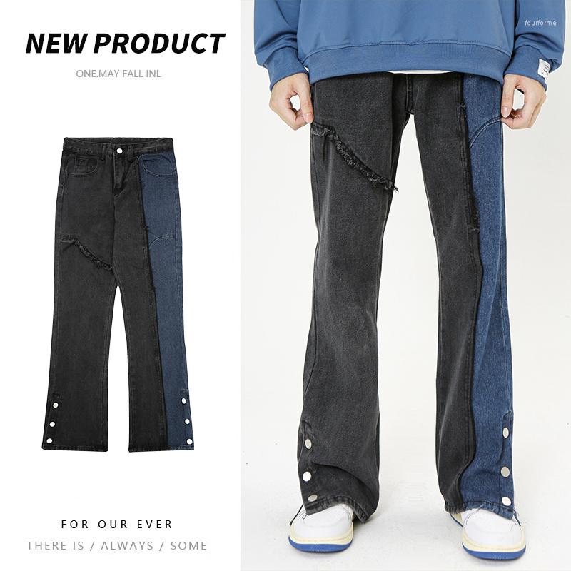 

Men's Jeans Hip Hop Oversize Motorcycle Punk Patchwork For Men's Straight 2023 Spring Autumn Fashion Distressed Moto Bike Vintage, M5059