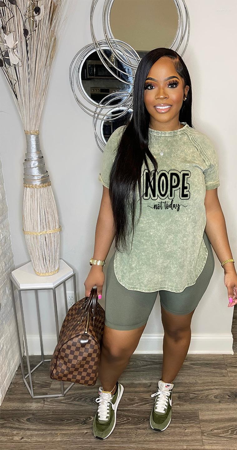 

Women's Tracksuits CINESSD 2023 Fashion Women's Clothing Printed Short Sleeve Top Leisure Suit Sports Two-Piece, Light blue